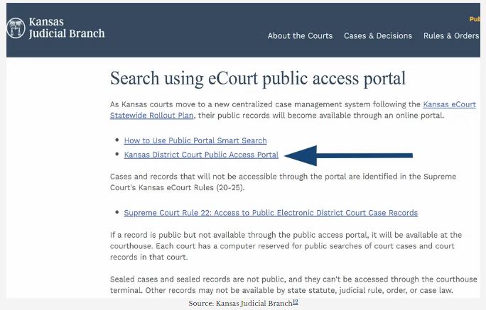 Statewide Criminal Record Search Through Kansas