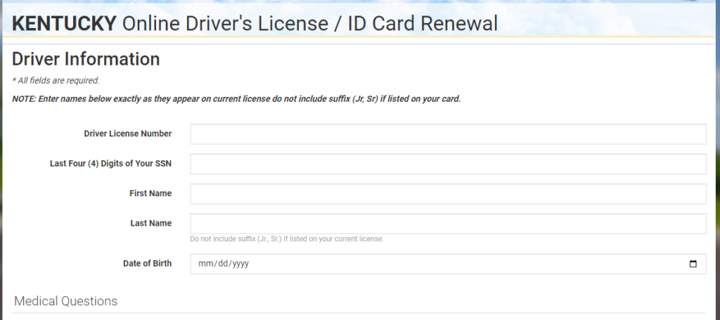 KENTUCKY Online Driver's License